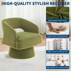 DobleePy Velvet Swivel Accent Chair with Open Back & Tapered Base, 360 Rotating Upholstered Armchair for Living Room, Lounge Chair