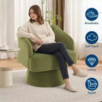DobleePy Velvet Swivel Accent Chair with Open Back & Tapered Base, 360 Rotating Upholstered Armchair for Living Room, Lounge Chair