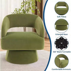 DobleePy Velvet Swivel Accent Chair with Open Back & Tapered Base, 360 Rotating Upholstered Armchair for Living Room, Lounge Chair