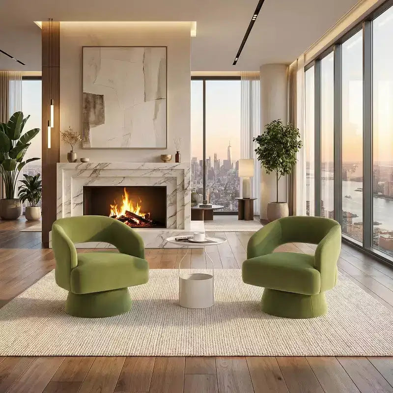 DobleePy Velvet Swivel Accent Chair with Open Back & Tapered Base, 360 Rotating Upholstered Armchair for Living Room, Lounge Chair