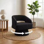 DobleePy Velvet Swivel Accent Chair with Open Back & Tapered Base, 360 Rotating Upholstered Armchair for Living Room, Lounge Chair