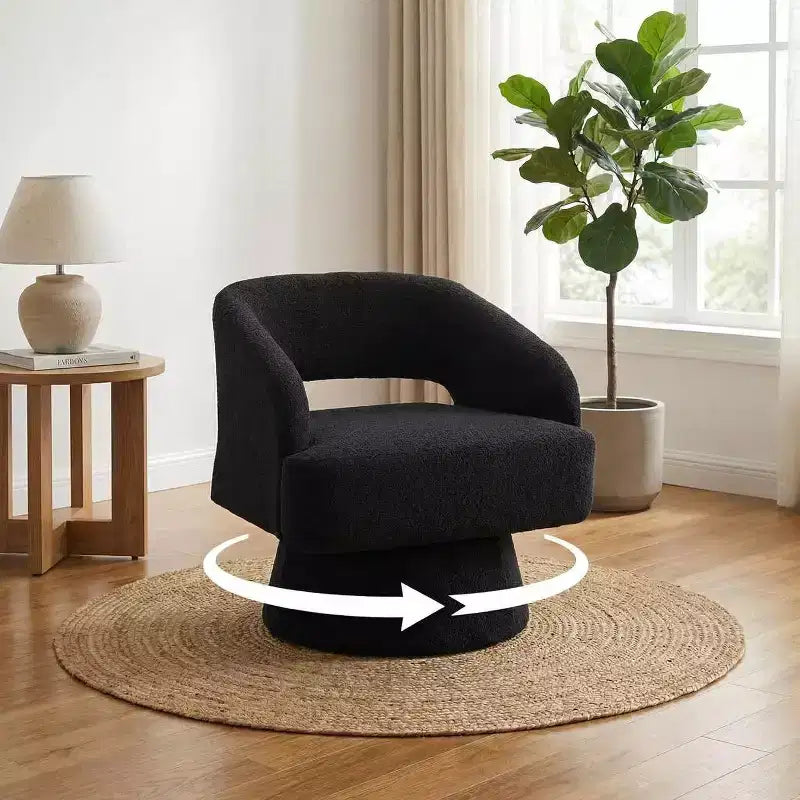 DobleePy Velvet Swivel Accent Chair with Open Back & Tapered Base, 360 Rotating Upholstered Armchair for Living Room, Lounge Chair