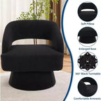 DobleePy Velvet Swivel Accent Chair with Open Back & Tapered Base, 360 Rotating Upholstered Armchair for Living Room, Lounge Chair