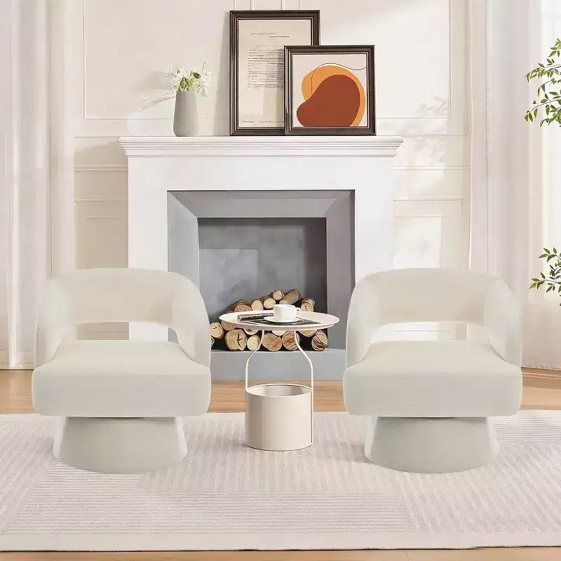 DobleePy Velvet Swivel Accent Chair with Open Back & Tapered Base, 360 Rotating Upholstered Armchair for Living Room, Lounge Chair