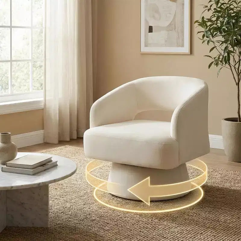 DobleePy Velvet Swivel Accent Chair with Open Back & Tapered Base, 360 Rotating Upholstered Armchair for Living Room, Lounge Chair