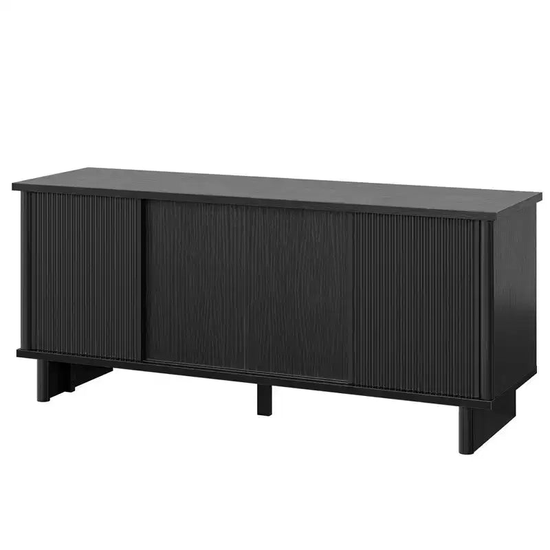 Bestier 58 TV Stand for 45/55/60/65 TV, Mid-Century TV Cabinet with Sliding Doors, TV Media Console with Storage for Living Room & Bedroom