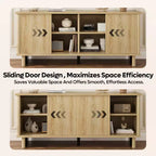 Bestier 58 TV Stand for 45/55/60/65 TV, Mid-Century TV Cabinet with Sliding Doors, TV Media Console with Storage for Living Room & Bedroom