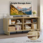Bestier 58 TV Stand for 45/55/60/65 TV, Mid-Century TV Cabinet with Sliding Doors, TV Media Console with Storage for Living Room & Bedroom