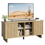 Bestier 58 TV Stand for 45/55/60/65 TV, Mid-Century TV Cabinet with Sliding Doors, TV Media Console with Storage for Living Room & Bedroom