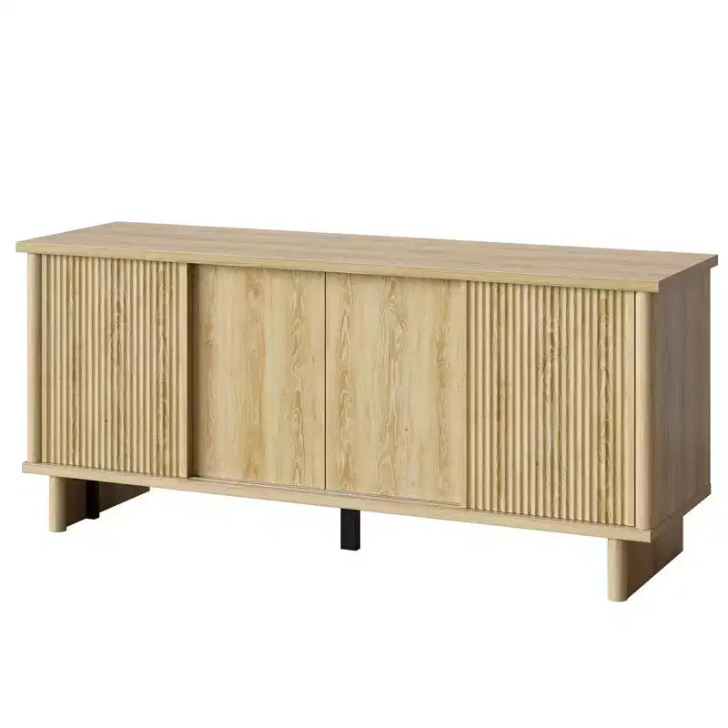 Bestier 58 TV Stand for 45/55/60/65 TV, Mid-Century TV Cabinet with Sliding Doors, TV Media Console with Storage for Living Room & Bedroom