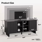Bestier 58 TV Stand for 45/55/60/65 TV, Mid-Century TV Cabinet with Sliding Doors, TV Media Console with Storage for Living Room & Bedroom