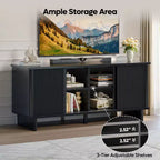 Bestier 58 TV Stand for 45/55/60/65 TV, Mid-Century TV Cabinet with Sliding Doors, TV Media Console with Storage for Living Room & Bedroom