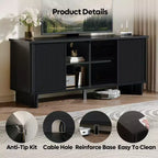 Bestier 58 TV Stand for 45/55/60/65 TV, Mid-Century TV Cabinet with Sliding Doors, TV Media Console with Storage for Living Room & Bedroom
