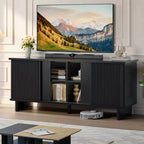 Bestier 58 TV Stand for 45/55/60/65 TV, Mid-Century TV Cabinet with Sliding Doors, TV Media Console with Storage for Living Room & Bedroom