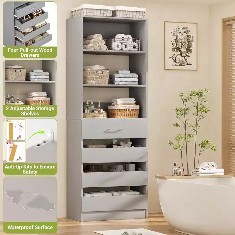 Besiost 80H Pantry Cabinet with Drawers