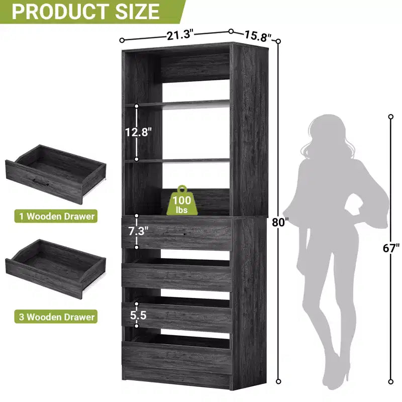 Besiost 80H Pantry Cabinet with Drawers