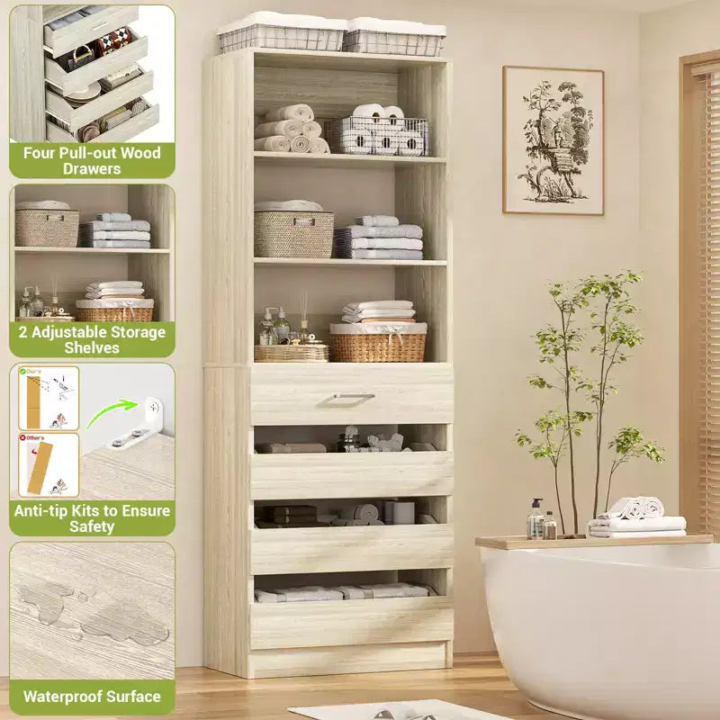 Besiost 80H Pantry Cabinet with Drawers
