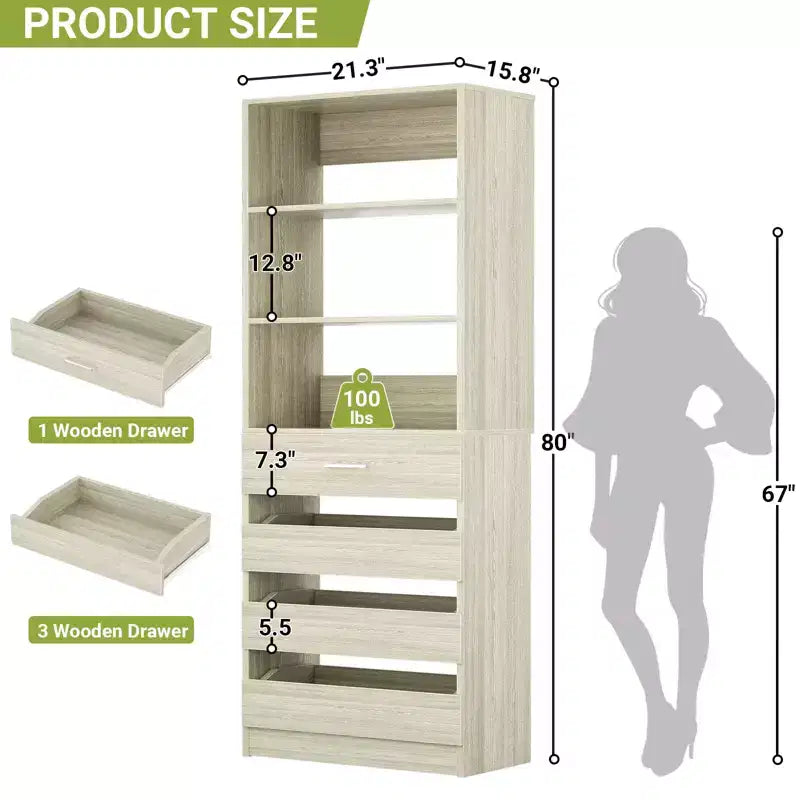 Besiost 80H Pantry Cabinet with Drawers
