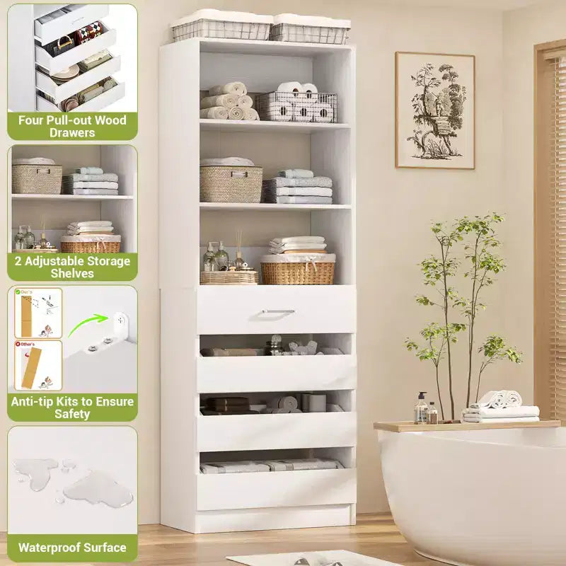Besiost 80H Pantry Cabinet with Drawers