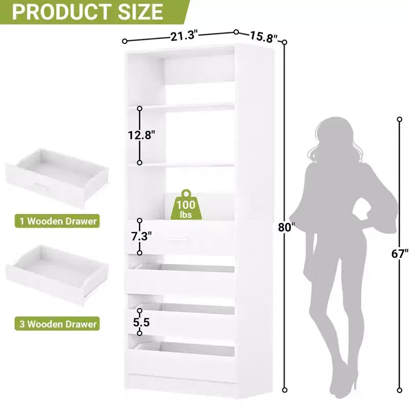 Besiost 80H Pantry Cabinet with Drawers