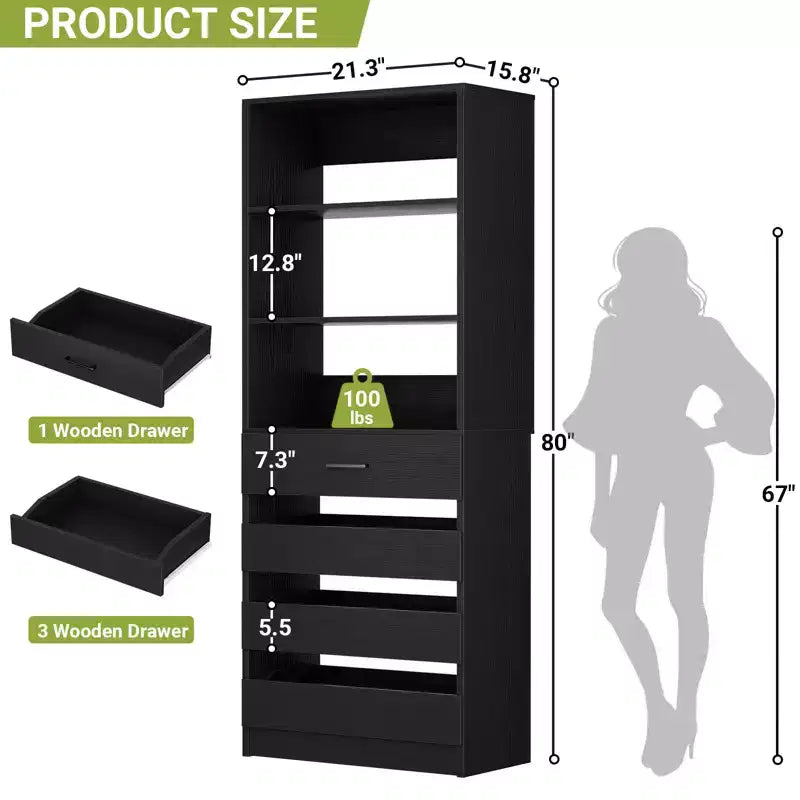 Besiost 80H Pantry Cabinet with Drawers