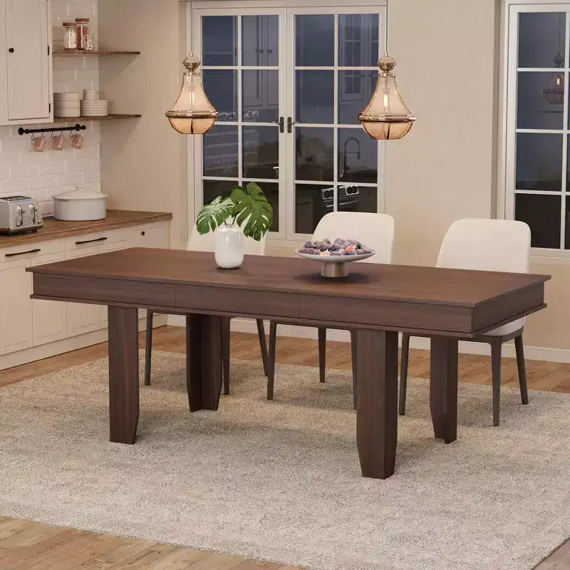 63 in-86.6 in Sturdy Wooden Frame Extendable Dining Table for 6-10 People - Easy Assembly for Kitchen & Dining Room, Chairs Not Included