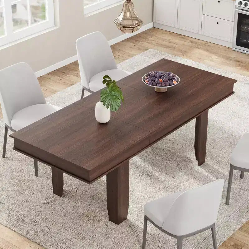 63 in-86.6 in Sturdy Wooden Frame Extendable Dining Table for 6-10 People - Easy Assembly for Kitchen & Dining Room, Chairs Not Included