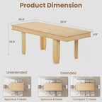 63 in-86.6 in Sturdy Wooden Frame Extendable Dining Table for 6-10 People - Easy Assembly for Kitchen & Dining Room, Chairs Not Included