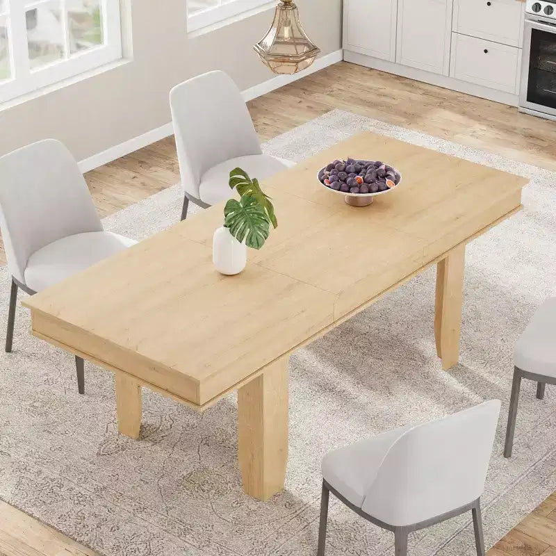 63 in-86.6 in Sturdy Wooden Frame Extendable Dining Table for 6-10 People - Easy Assembly for Kitchen & Dining Room, Chairs Not Included