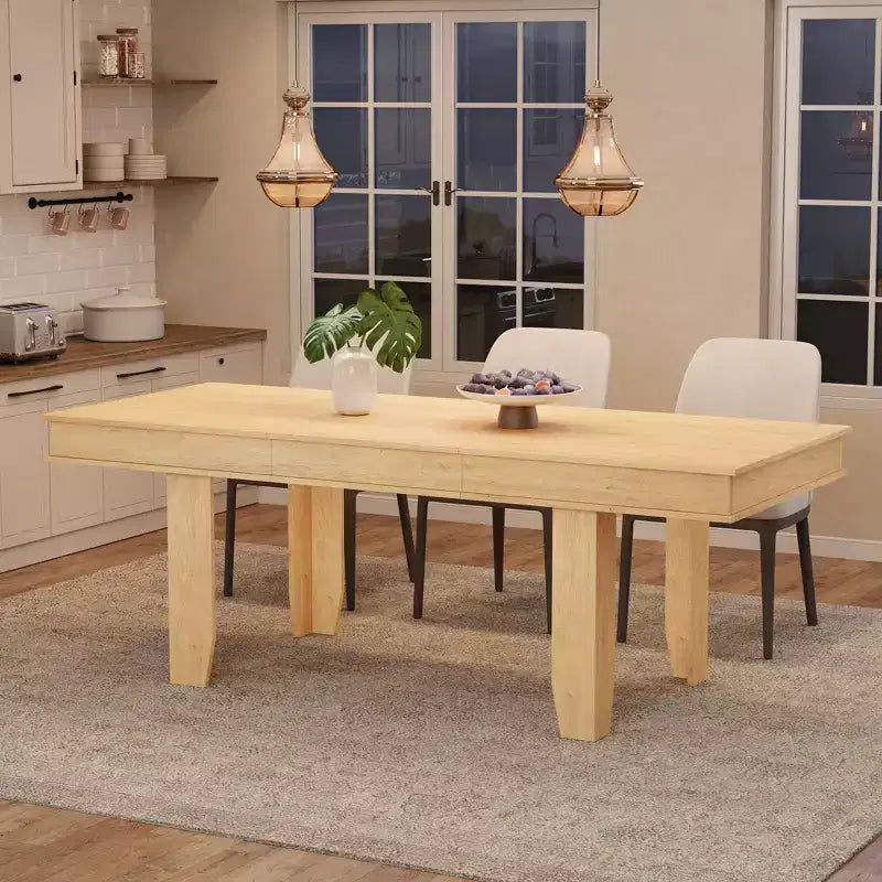 63 in-86.6 in Sturdy Wooden Frame Extendable Dining Table for 6-10 People - Easy Assembly for Kitchen & Dining Room, Chairs Not Included