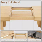 63 in-86.6 in Sturdy Wooden Frame Extendable Dining Table for 6-10 People - Easy Assembly for Kitchen & Dining Room, Chairs Not Included