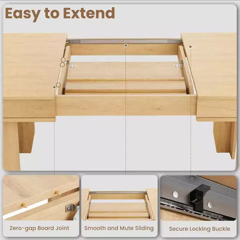 63 in-86.6 in Sturdy Wooden Frame Extendable Dining Table for 6-10 People - Easy Assembly for Kitchen & Dining Room, Chairs Not Included