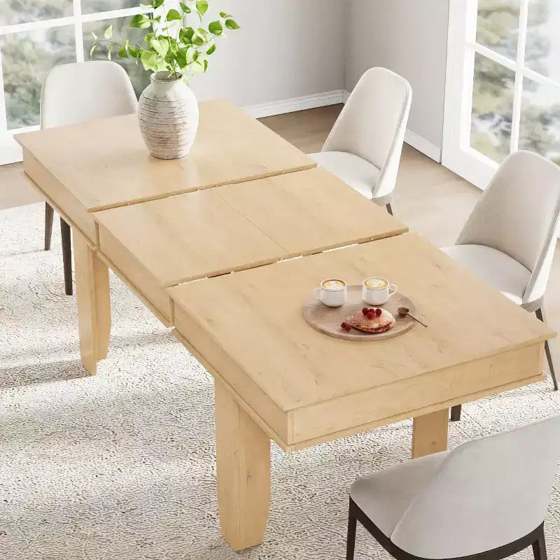 63 in-86.6 in Sturdy Wooden Frame Extendable Dining Table for 6-10 People - Easy Assembly for Kitchen & Dining Room, Chairs Not Included