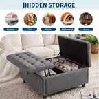 35.5'' Storage Ottoman Bench, Tufted Upholstered Coffee Table Bench with Lift Top, Multi-Functional Square Footrest for Hallway Living Room Bedroom