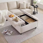 35.5'' Storage Ottoman Bench, Tufted Upholstered Coffee Table Bench with Lift Top, Multi-Functional Square Footrest for Hallway Living Room Bedroom