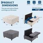 35.5'' Storage Ottoman Bench, Tufted Upholstered Coffee Table Bench with Lift Top, Multi-Functional Square Footrest for Hallway Living Room Bedroom