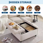 35.5'' Storage Ottoman Bench, Tufted Upholstered Coffee Table Bench with Lift Top, Multi-Functional Square Footrest for Hallway Living Room Bedroom