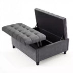 35.5'' Storage Ottoman Bench, Tufted Upholstered Coffee Table Bench with Lift Top, Multi-Functional Square Footrest for Hallway Living Room Bedroom