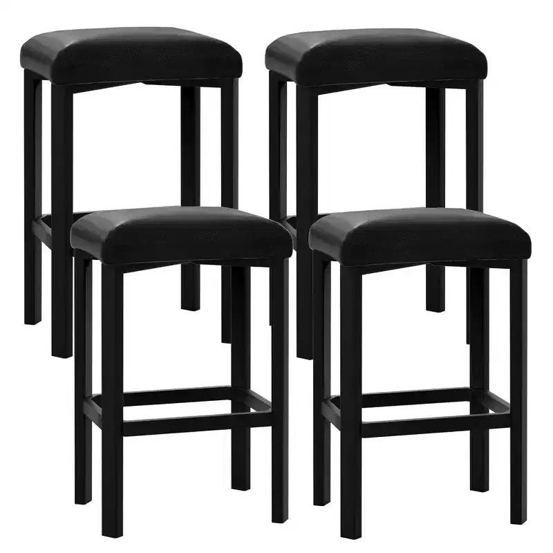 24 Bar Stools with 2in Thick PU Leather Upholstered for Kitchen Island, Bar Counter