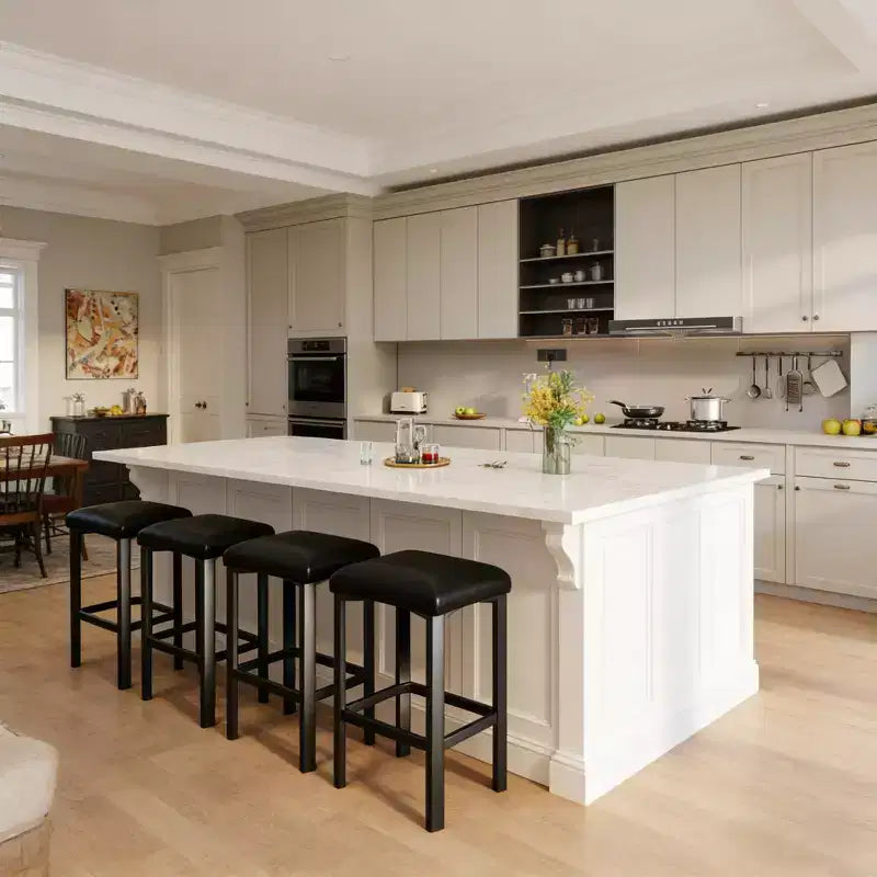 24 Bar Stools with 2in Thick PU Leather Upholstered for Kitchen Island, Bar Counter