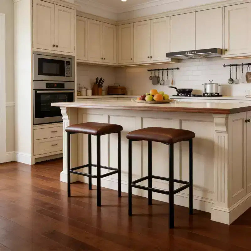 24 Bar Stools with 2in Thick PU Leather Upholstered for Kitchen Island, Bar Counter