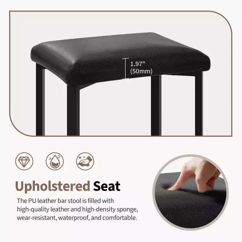 24 Bar Stools with 2in Thick PU Leather Upholstered for Kitchen Island, Bar Counter