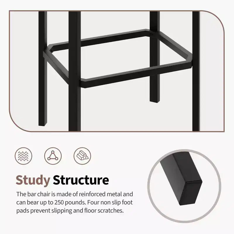 24 Bar Stools with 2in Thick PU Leather Upholstered for Kitchen Island, Bar Counter