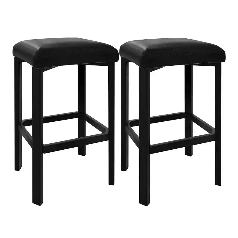 24 Bar Stools with 2in Thick PU Leather Upholstered for Kitchen Island, Bar Counter