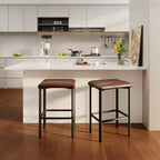 24 Bar Stools with 2in Thick PU Leather Upholstered for Kitchen Island, Bar Counter