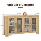 COZONY Buffet Cabinet with Tempered Glass Doors, Wood Sideboard Storage Cabinet for Dining Room Living Room Kitchen