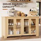 COZONY Buffet Cabinet with Tempered Glass Doors, Wood Sideboard Storage Cabinet for Dining Room Living Room Kitchen