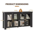 COZONY Buffet Cabinet with Tempered Glass Doors, Wood Sideboard Storage Cabinet for Dining Room Living Room Kitchen