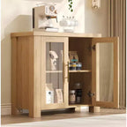 COZONY Buffet Cabinet with Tempered Glass Doors, Wood Sideboard Storage Cabinet for Dining Room Living Room Kitchen