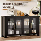 COZONY Buffet Cabinet with Tempered Glass Doors, Wood Sideboard Storage Cabinet for Dining Room Living Room Kitchen